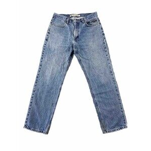 Harley Davidson Jeans Mens 31x29 Blue Denim Light Wash Straight Stains Tag 33x30